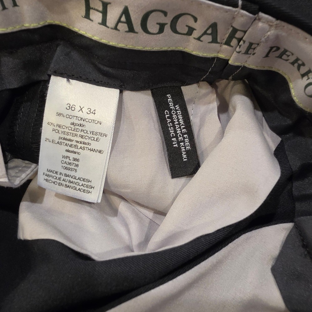 Haggar Mens Wrinkle Free Performance Khaki Pants Black Classic Fit HC01015 36x34 - Picture 9 of 10